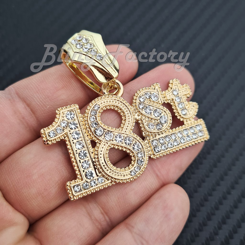Hip Hop Iced Gold Plated 18st Bling Charm Pendant